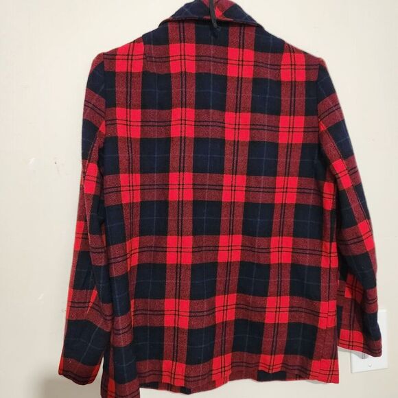 Pendleton Red & Black Plaid Button Down Blazer Women Size Medium Vintage Style - Picture 2 of 11